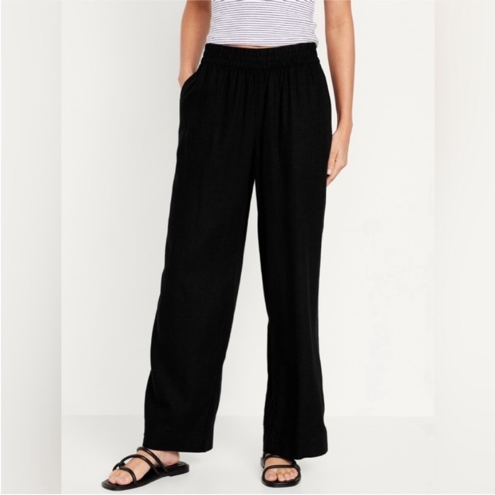 NWOT! High-Waisted Linen-Blend Wide-Leg Pants - Multiple Sizes🌸